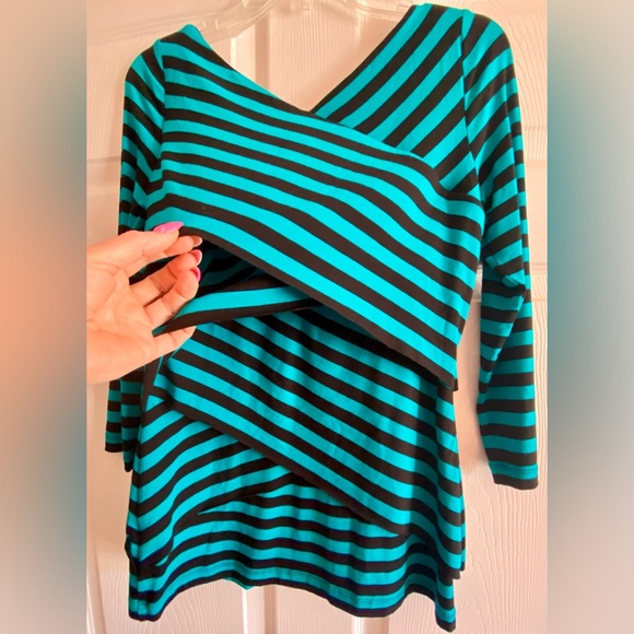 Vince Camuto 3/4 sleeve striped layered top (S) - Picture 4 of 4